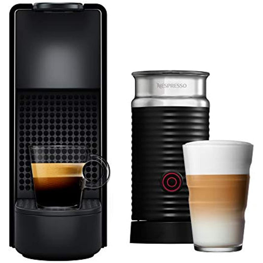 Nespresso Essenza Mini Cafeteira 220V Combo com Aeroccino, Máquina de café expresso compacta para casa, cápsula / cápsula automática Elétrica (preta)