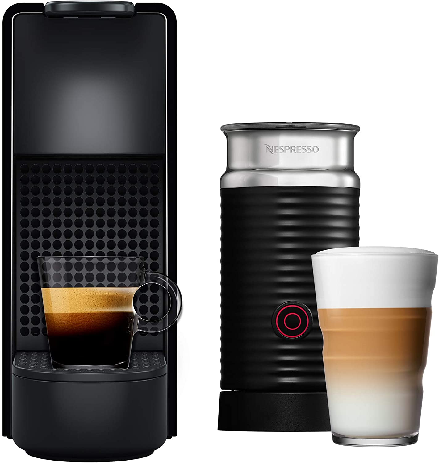 Nespresso Essenza Mini Cafeteira 220V Combo com Aeroccino, Máquina de café expresso compacta para casa, cápsula / cápsula automática Elétrica (preta)